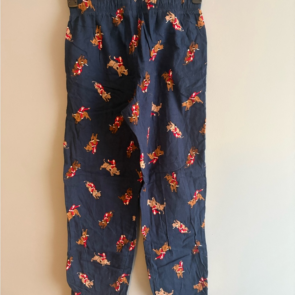 Old Navy Mens Flannel Pajama Bottoms - Navy with Santa riding bull